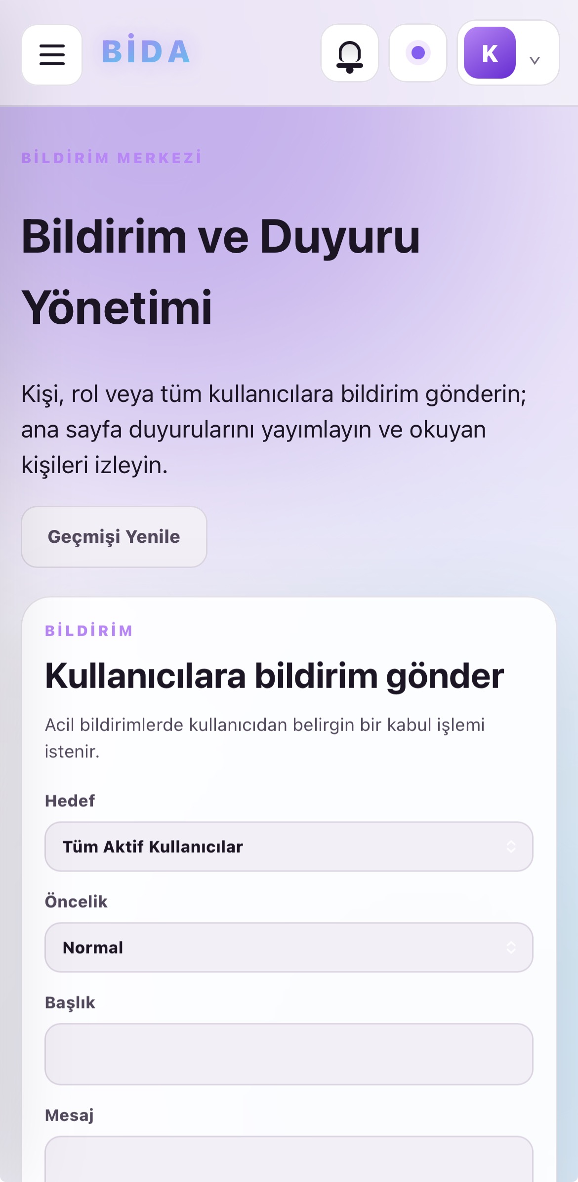 Bildirim Gönderimi